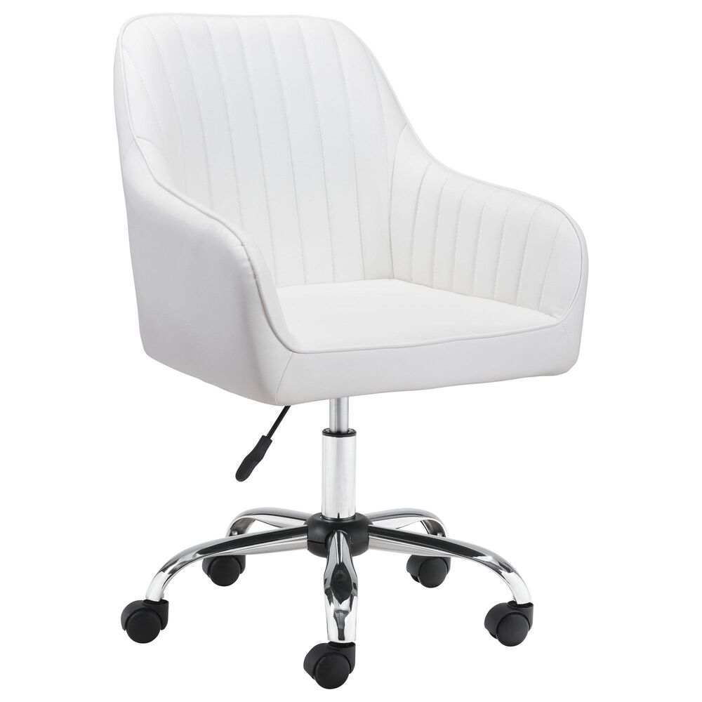 Zuo Modern Curator Office Chair in White and Silver, , large