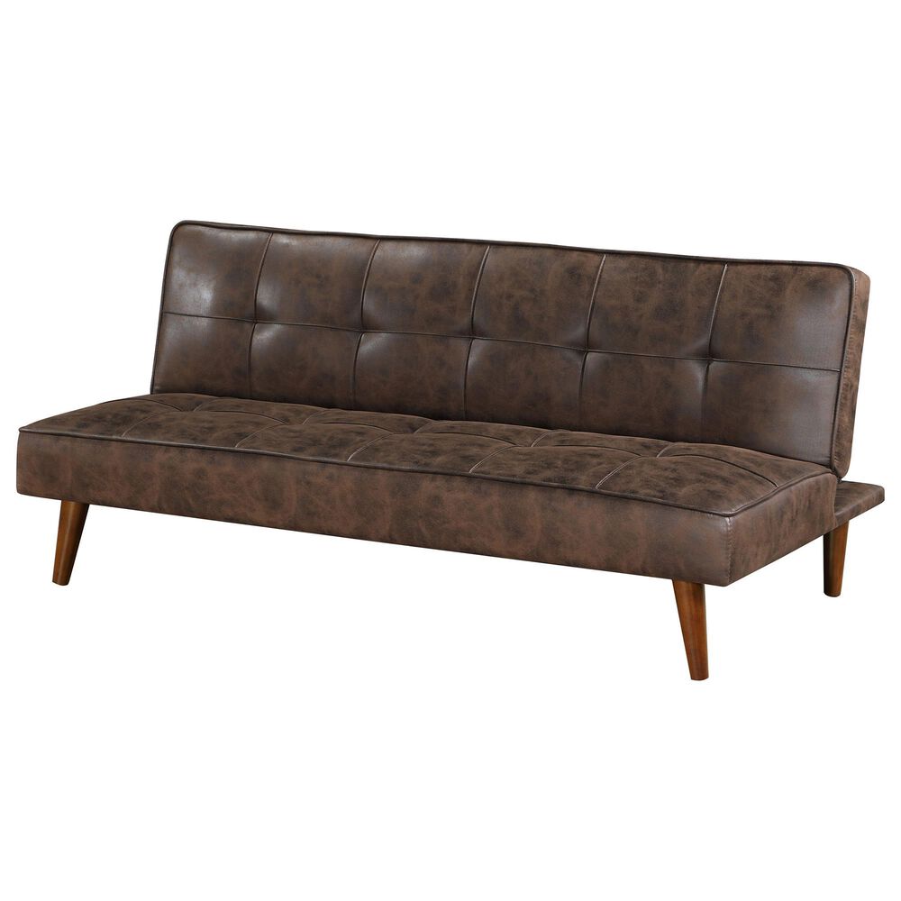 Pacific Landing Jenson Push Back Convertible Sofa Bed in Dark Coffee Brown, , large