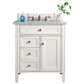 James Martin Vanities Brittany 30" Single Bathroom Vanity in Bright White with 3 cm Carrara White Marble Top and Rectangle Sink, , large