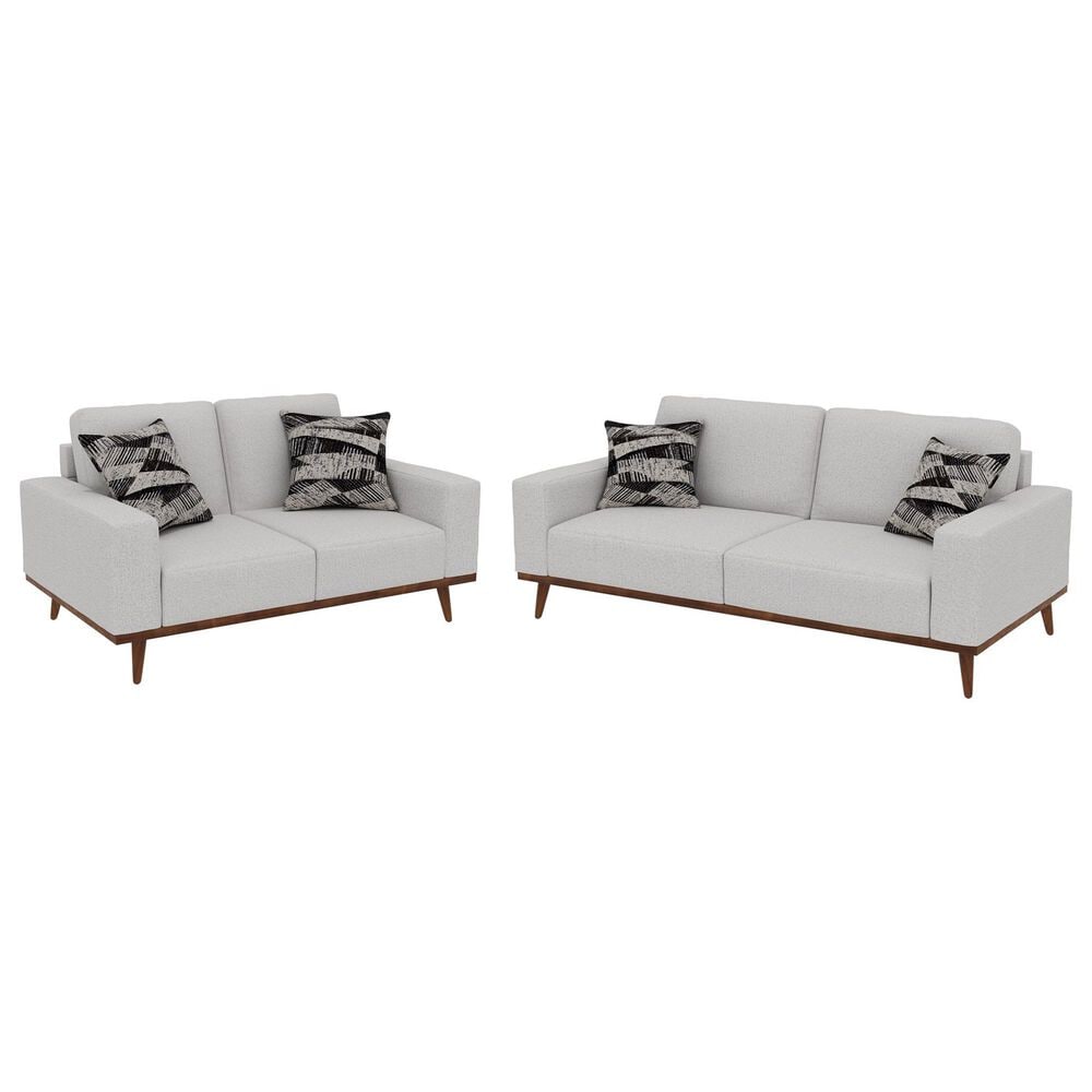 Golden Wave Furniture Heath Stationary Sofa and Loveseat Set in White, , large