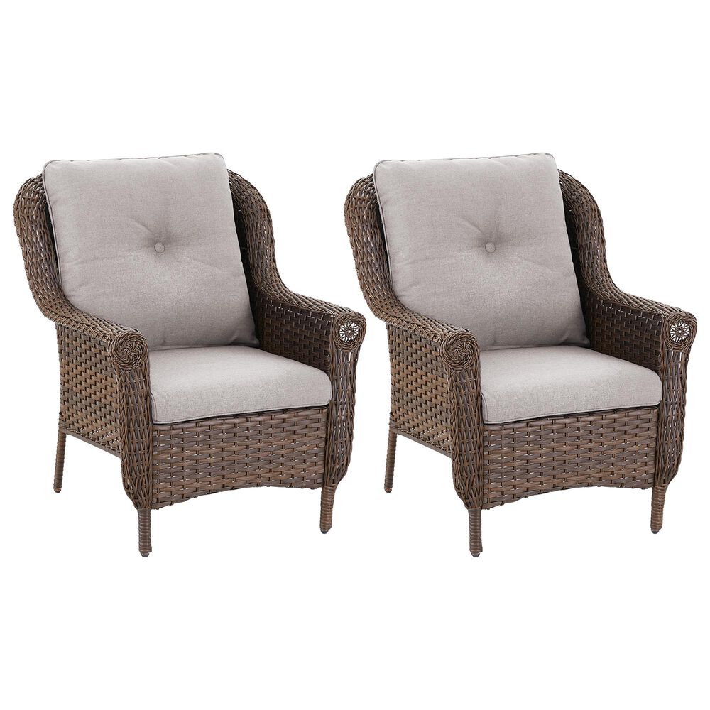 Sunwell Garden 36" Patio Stationary Chair with Wicker Armrest in Beige (Set of 2), , large