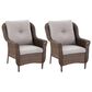 Sunwell Garden 36" Patio Stationary Chair with Wicker Armrest in Beige (Set of 2), , large