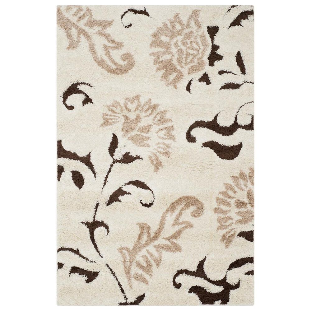 Safavieh Florida Shag SG463-1128 8' x 10' Cream and Dark Brown Area Rug, , large