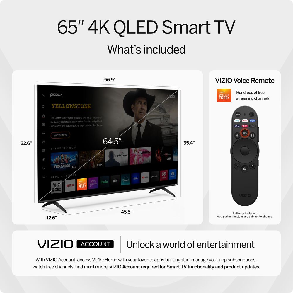 VIZIO 65 Quantum 4K QLED Smart TV w/ 2.1 Soundbar, , large