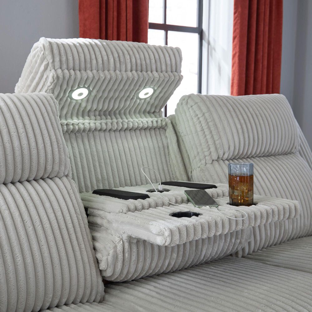 Ashley Forest Lake Power Reclining Sofa with Adjustable Headrest in Alloy Velvet, , large