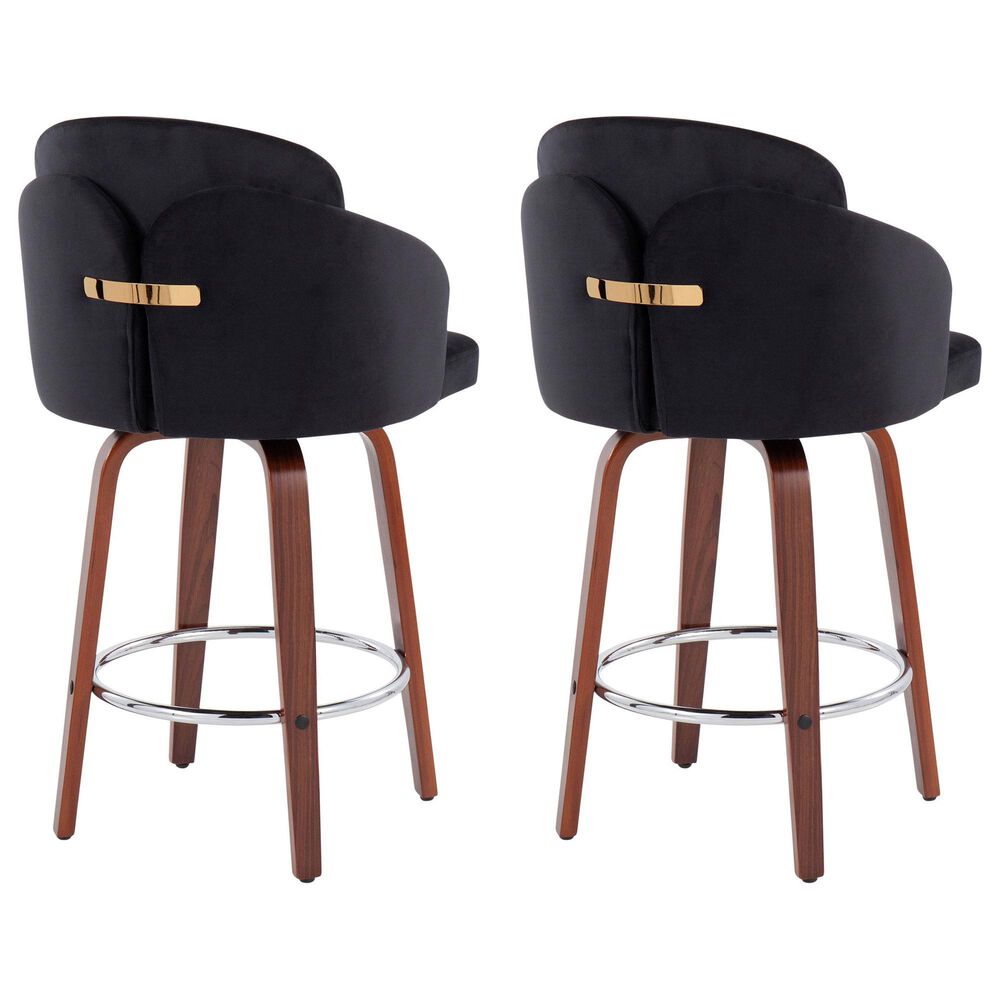 LumiSource Dahlia Swivel Counter Stool with Camel Upholstery in Walnut and Chrome (Set of 2), , large