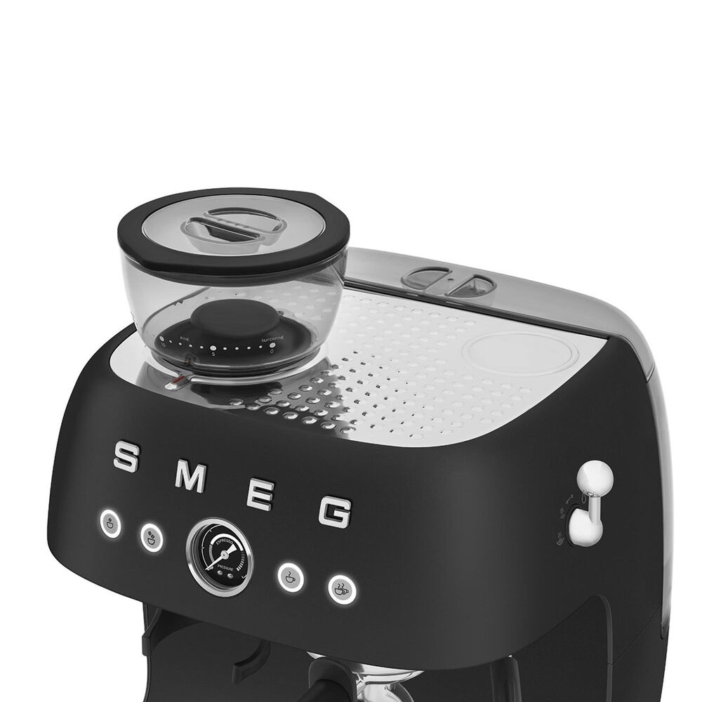 SMEG Espresso Manual Coffee Machine with Grinder in Matte Black, , large