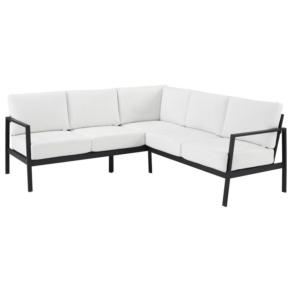 Linon Home Decor Holland 2-Piece Outdoor Sectional Sofa with White Upholstery in Black, , large