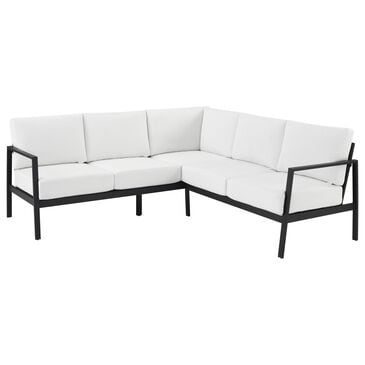 Linon Home Decor Holland 2-Piece Outdoor Sectional Sofa with White Upholstery in Black, , large