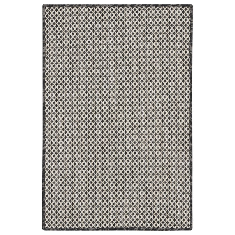 Nourison Courtyard Ivory and Charcoal 2&#39; x 3&#39; Indoor/Outdoor Area Rug, , large