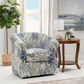 Linon Home Decor Bonnie Swivel Club Chair in Ocean Blue and White, , large