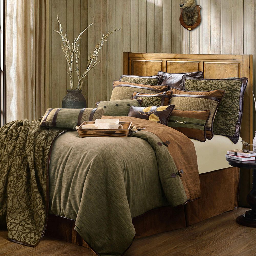 HiEnd Accents Highland Lodge 4-Piece Twin Comforter Set in Olive and Brown, , large