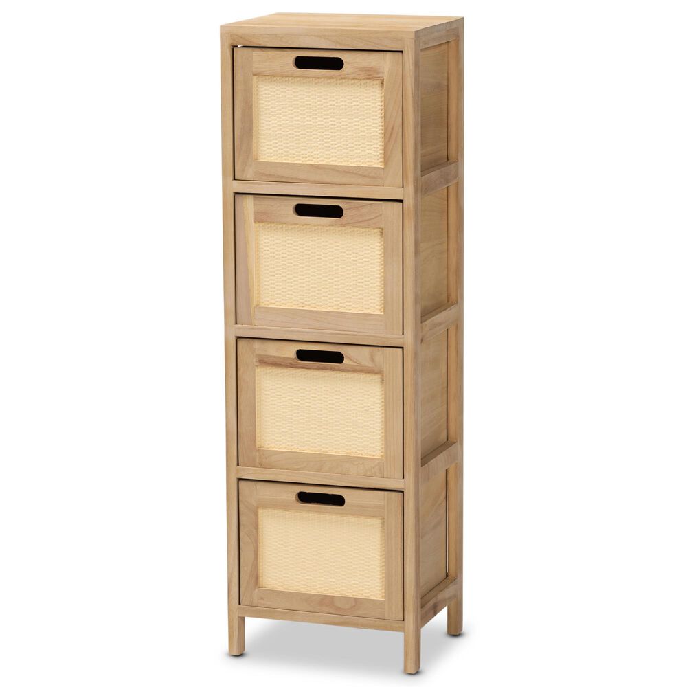 Baxton Studio Paolo 4Drawer Storage Unit in Beige and Natural Brown
