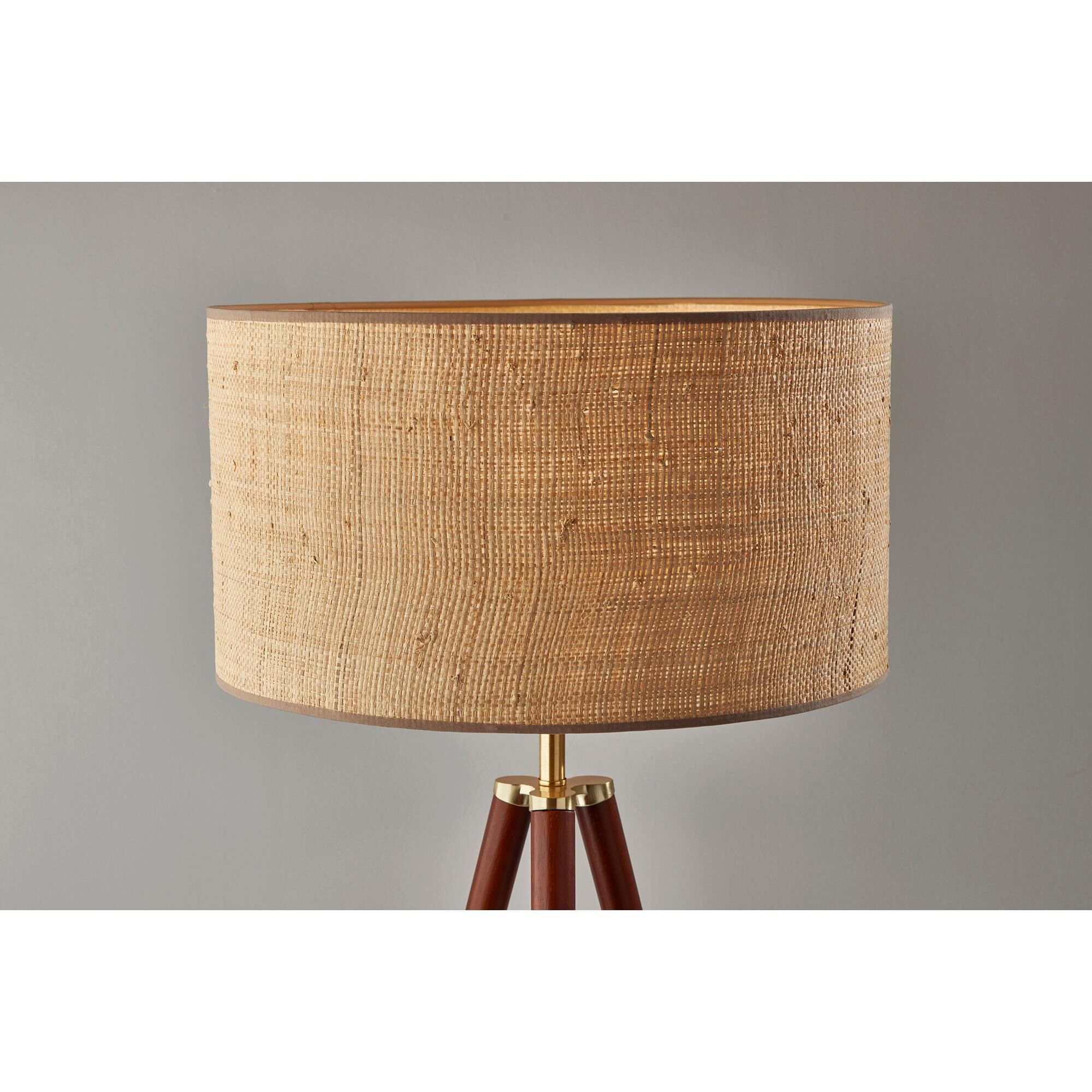 Adesso Jackson Floor Lamp in Walnut and Antique Brass