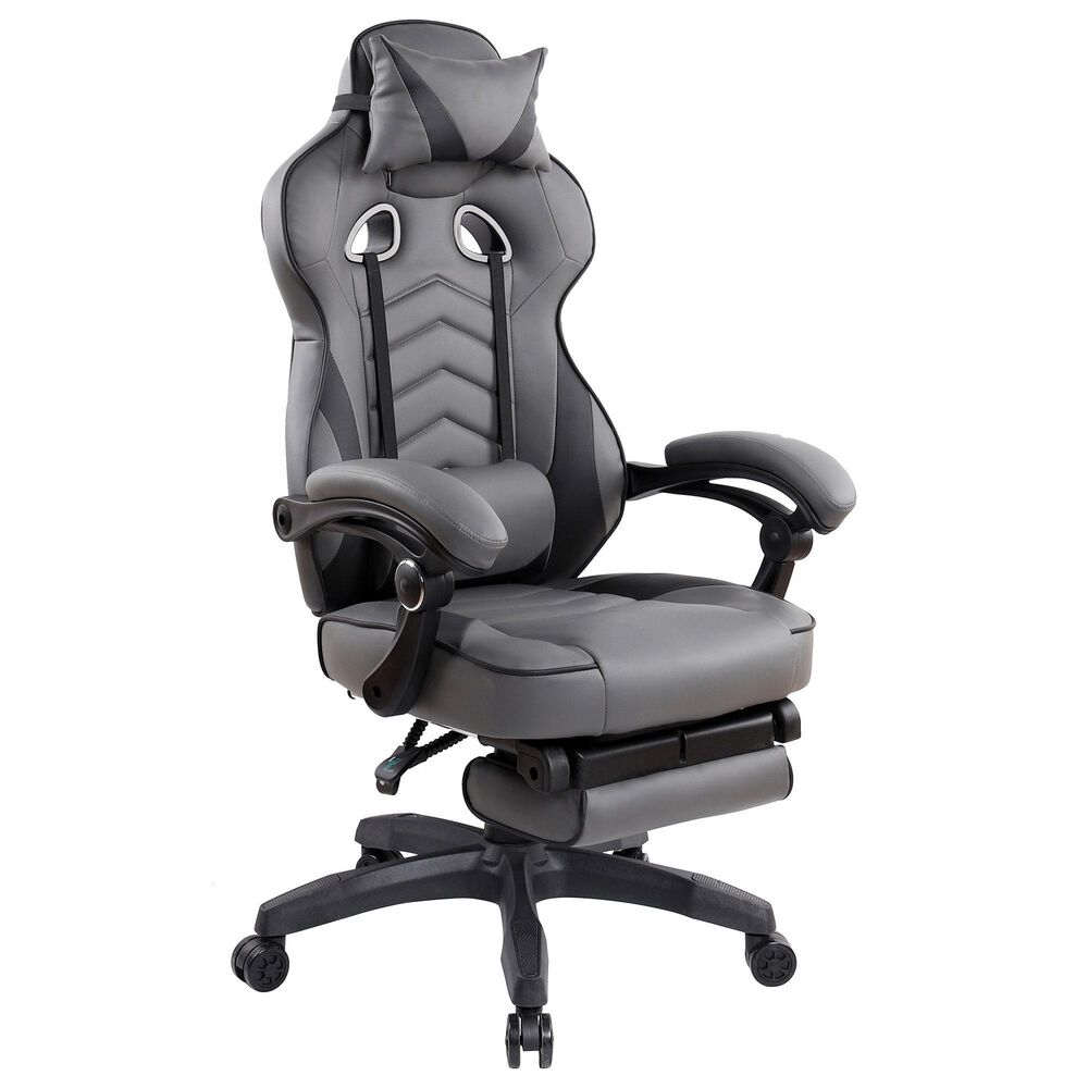 Rta Products Llc Fully Reclining Executive Office Chair with Footrest in Black and Grey, , large