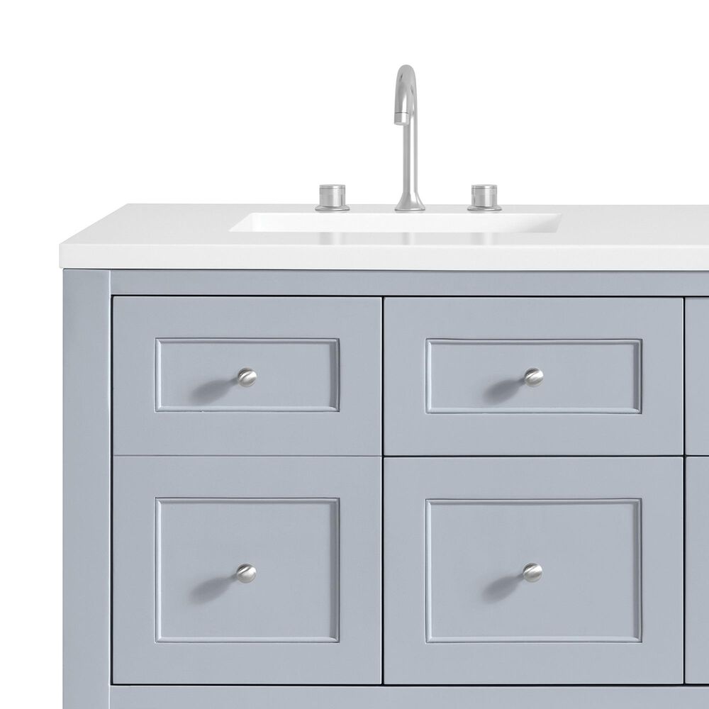 James Martin Vanities Breckenridge 60" Double Bathroom Vanity in Serenity Blue with 3 cm White Zeus Quartz Top and Rectangular Sinks, , large