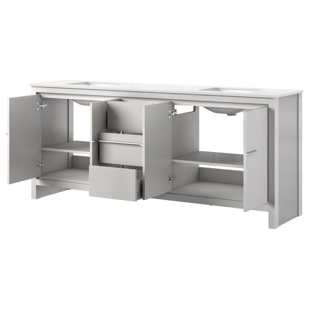 Lexora Home Lafarre 80&quot; Double Bathroom Vanity in White with 2 cm White Cultured Marble Top and Rectangular Sinks, , large