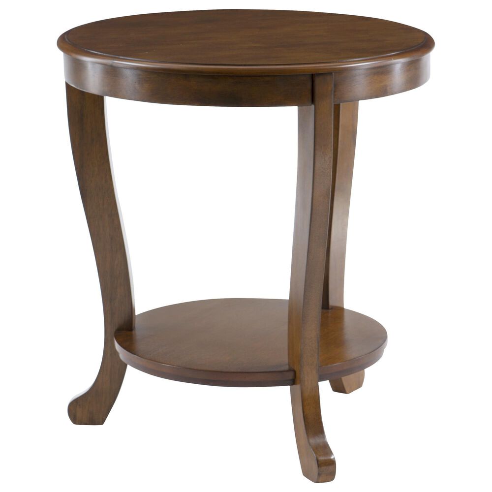 Linon Home Decor Aubert Round Side Table in Hazelnut, , large
