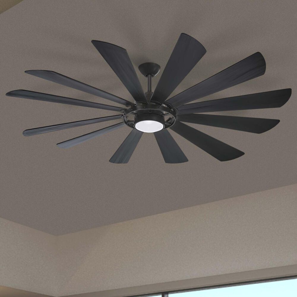 Minka-Aire Windmolen 65" Indoor/Outdoor Smart Ceiling Fan with LED Light in Textured Coal, , large