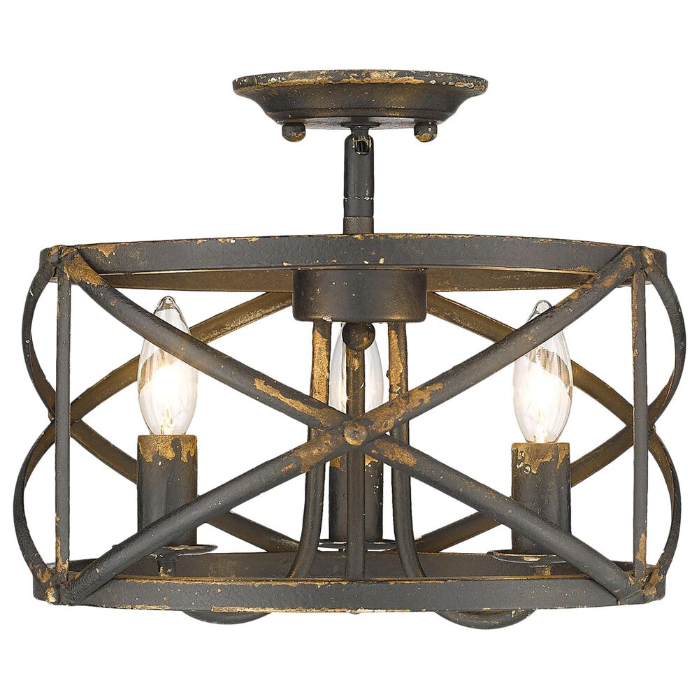 Golden Lighting Alcott Semi-Flush in Antique Black Iron, , large