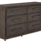 Furniture Worldwide Montclair 6-Drawer Dresser and Mirror in Medium Brown and Smoked Gold, , large