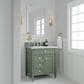 James Martin Vanities Brittany 30" Single Bathroom Vanity in Smokey Celadon with 3 cm Carrara White Marble Top and Rectangular Sink, , large