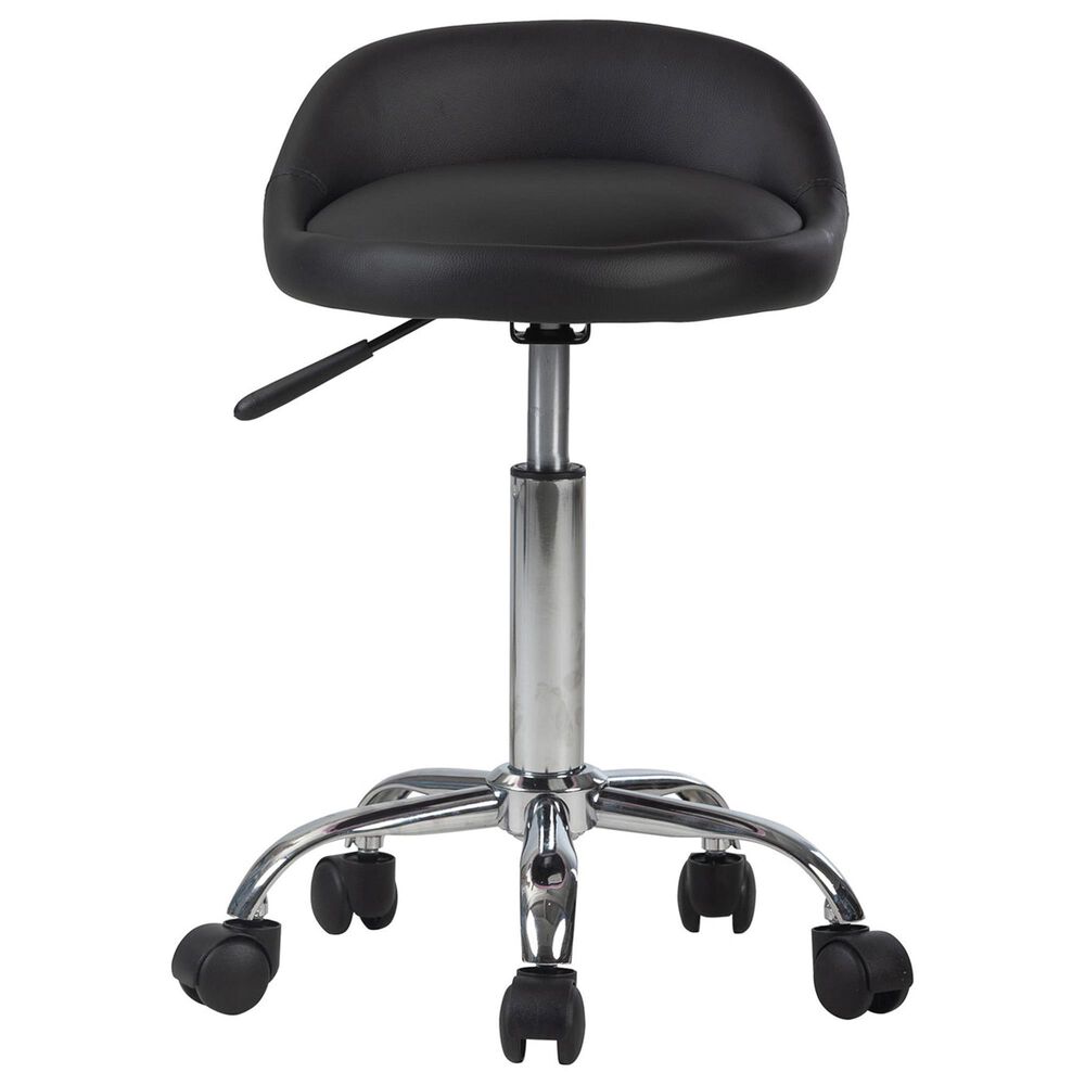 Impressions Vanity Shauna Swivel Vanity Stool with Black Cushion in Silver, , large