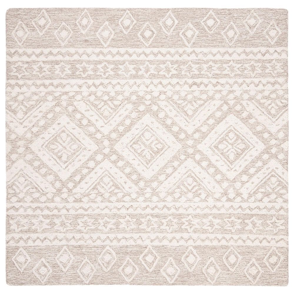 Safavieh Micro-Loop Southwestern 3" Square Beige and Ivory Area Rug, , large