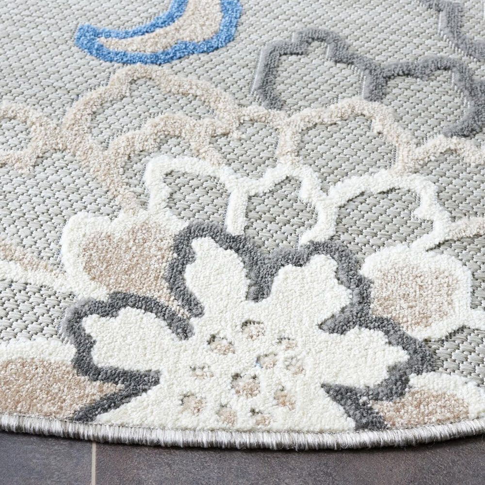 Safavieh Cabana 6&#39;7&quot; Round Grey and Blue Area Performance Rug, , large