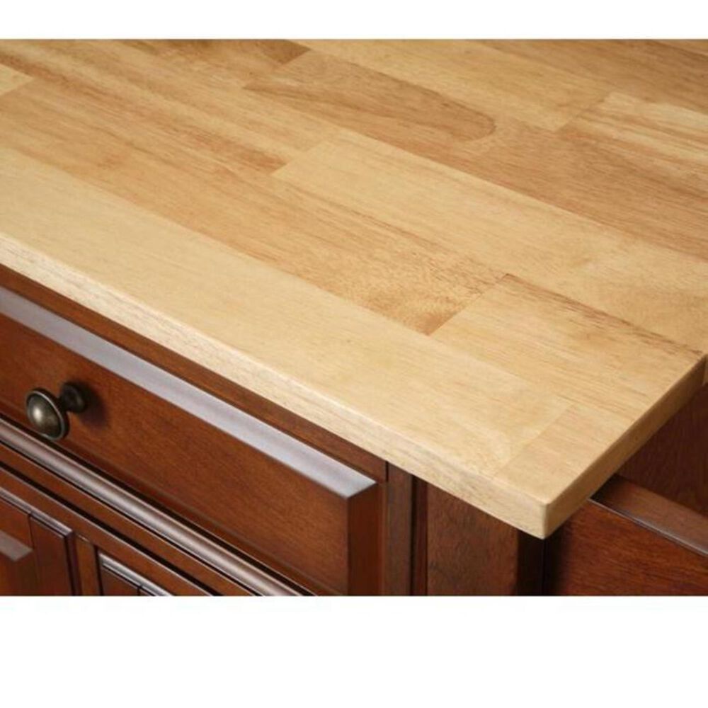 Crosley Furniture Natural Wood Top Kitchen Cart in Vintage Mahogany, , large