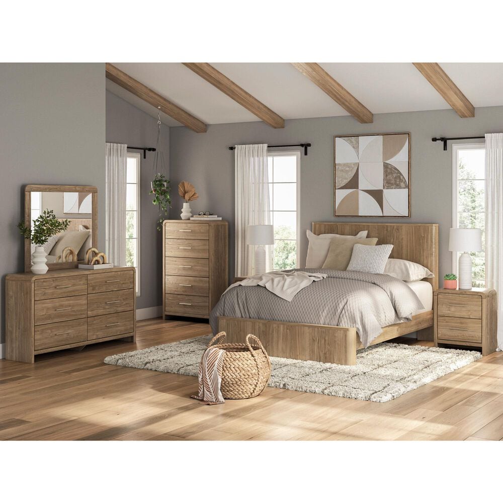 Ashley Gramburg 4 Piece Queen Platform Panel Bedroom Set in Warm Brown, , large