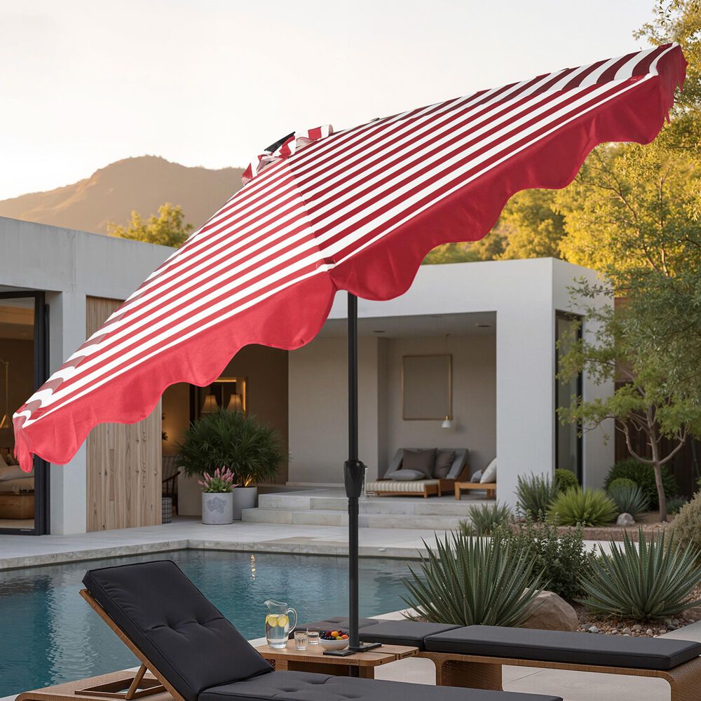 HOMLUX 10' Solar LED Patio Umbrella with Adjustable Tilt and in Red, , large