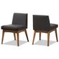 Baxton Studio Nexus Side Chair with Dark Grey Cushion in Walnut Brown (Set of 2), , large