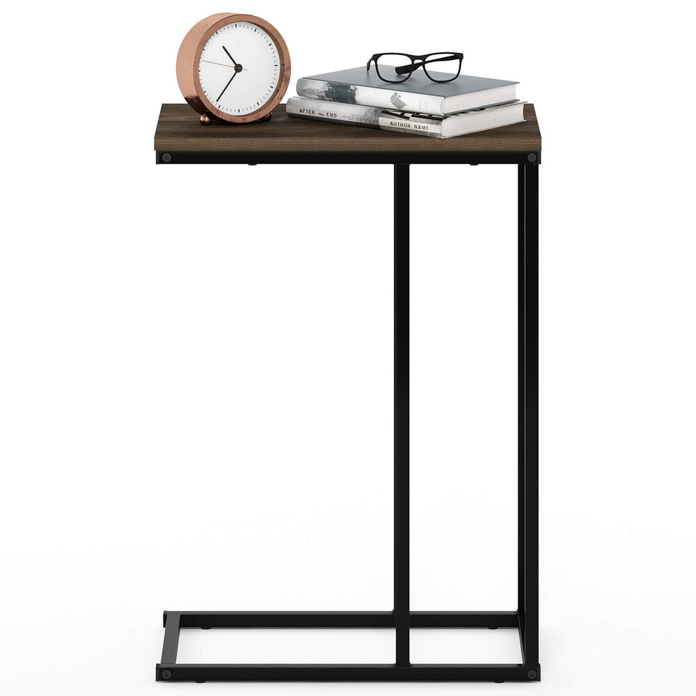 HOMLUX C Shaped Side Table in Columbia Walnut and Black, , large