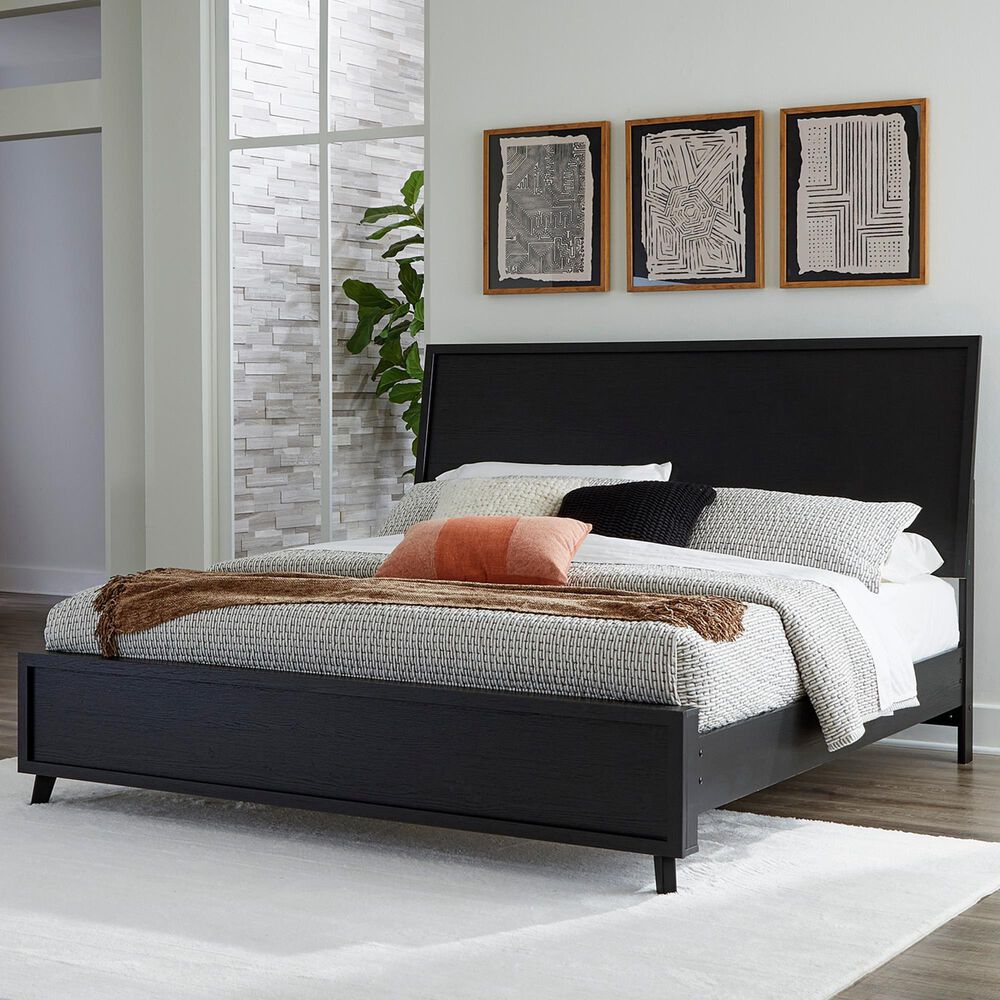 Ashley Danziar King Panel Bed in Matte Black, , large