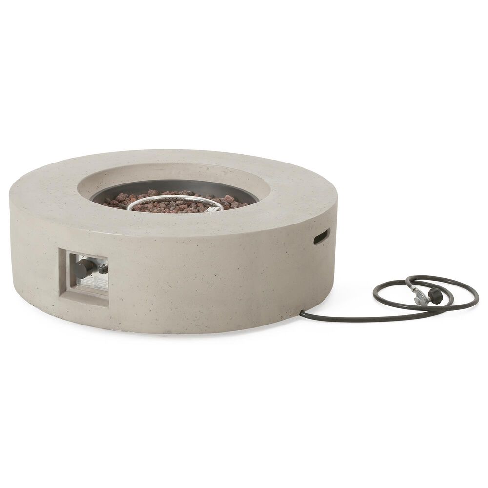 Hearth and Haven Round MgO Concrete Propane Fire Pit in Light Grey, , large