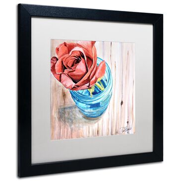 Timberlake Jennifer Redstreake "Rose in Jar" Matted Black Framed Art 11x11, , large