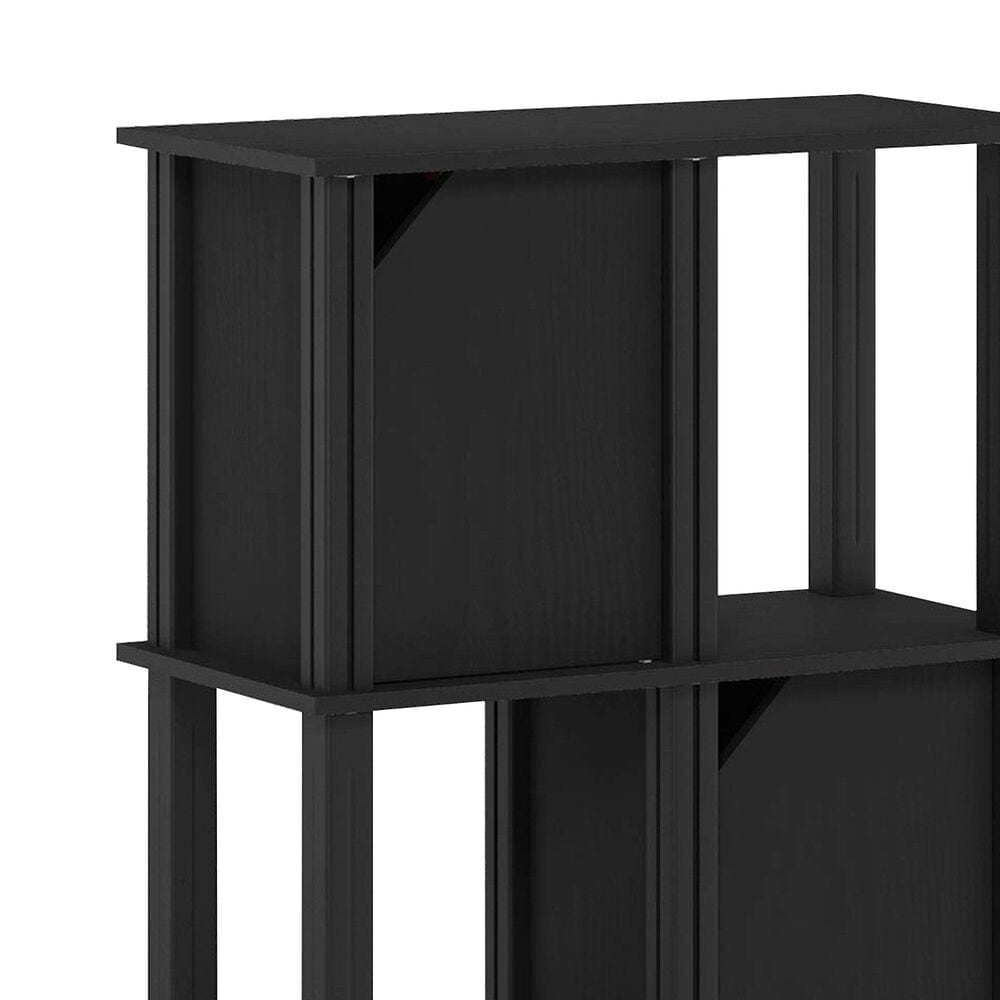 HOMLUX 4-Tier Storage Bookcase with Three Doors in Black Oak and Black, , large