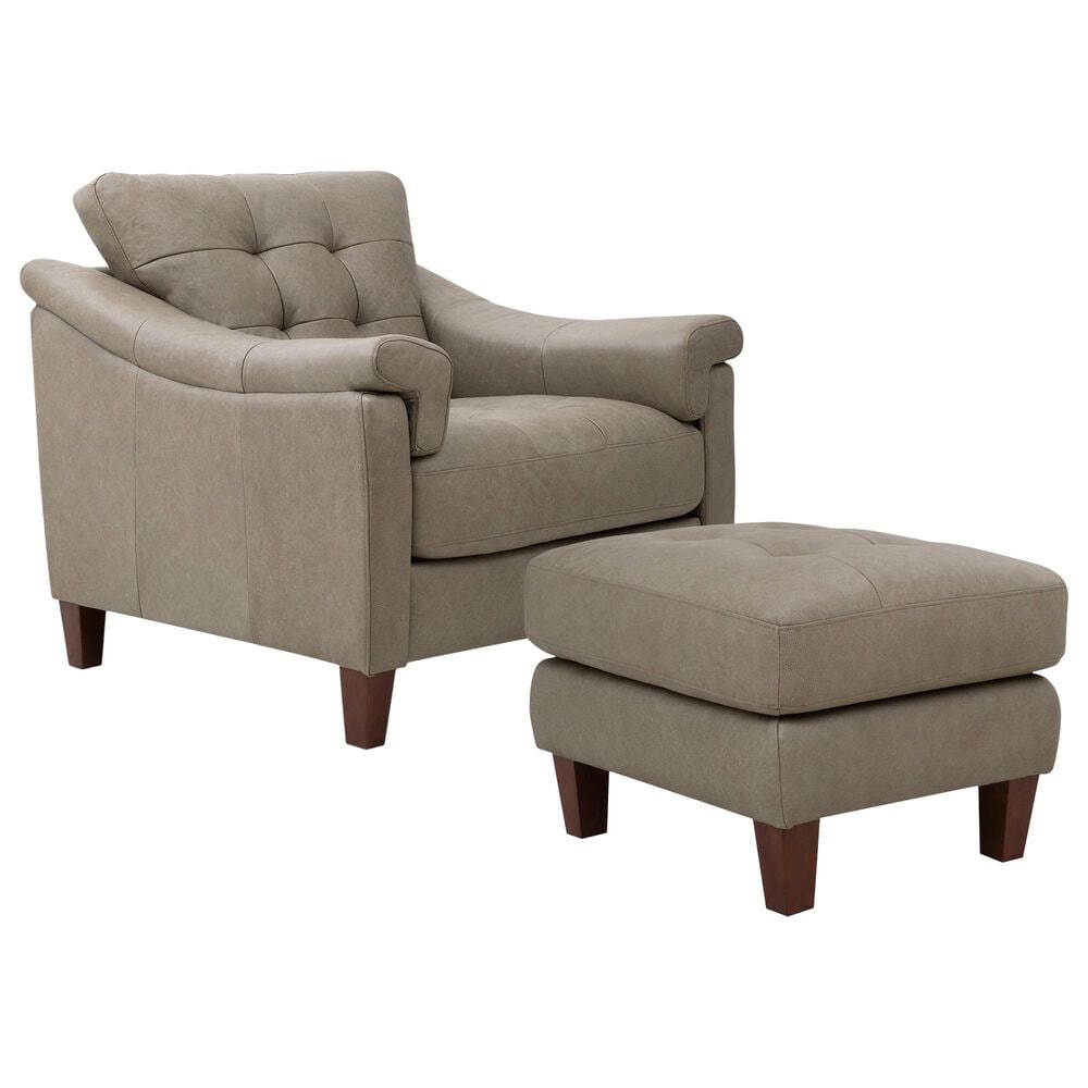 Italiano Furniture Ellis Accent Chair and Ottoman in Green Pea, , large
