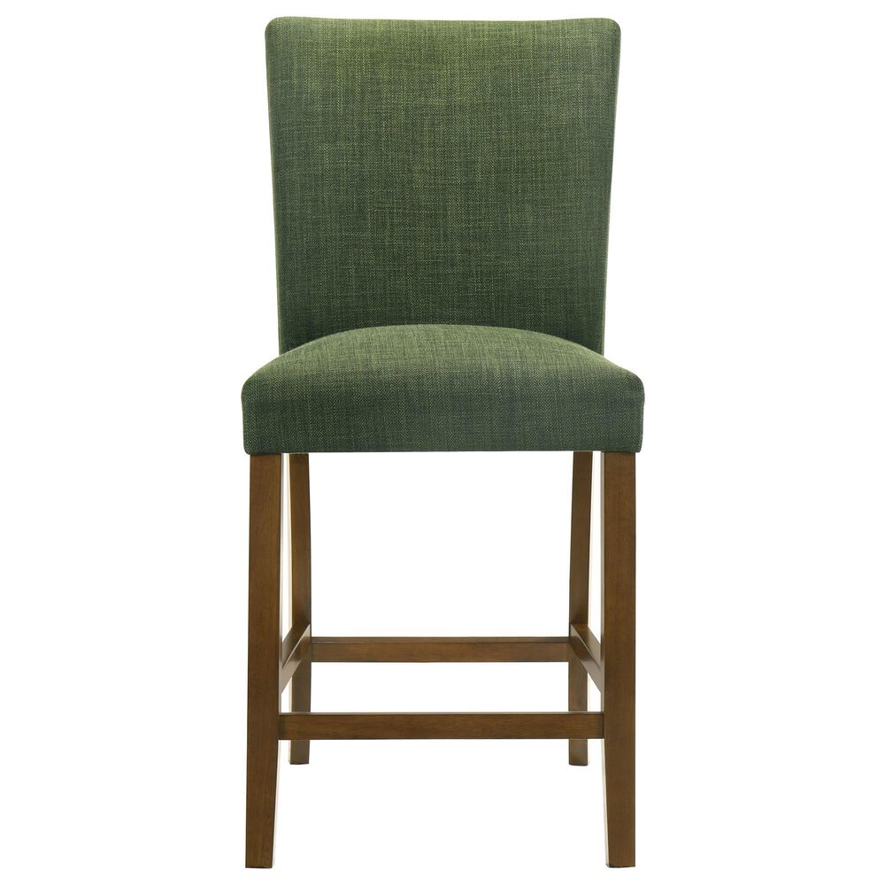 Coaster Paxton Counter Chair with Green Upholstery in Warm Brown, , large