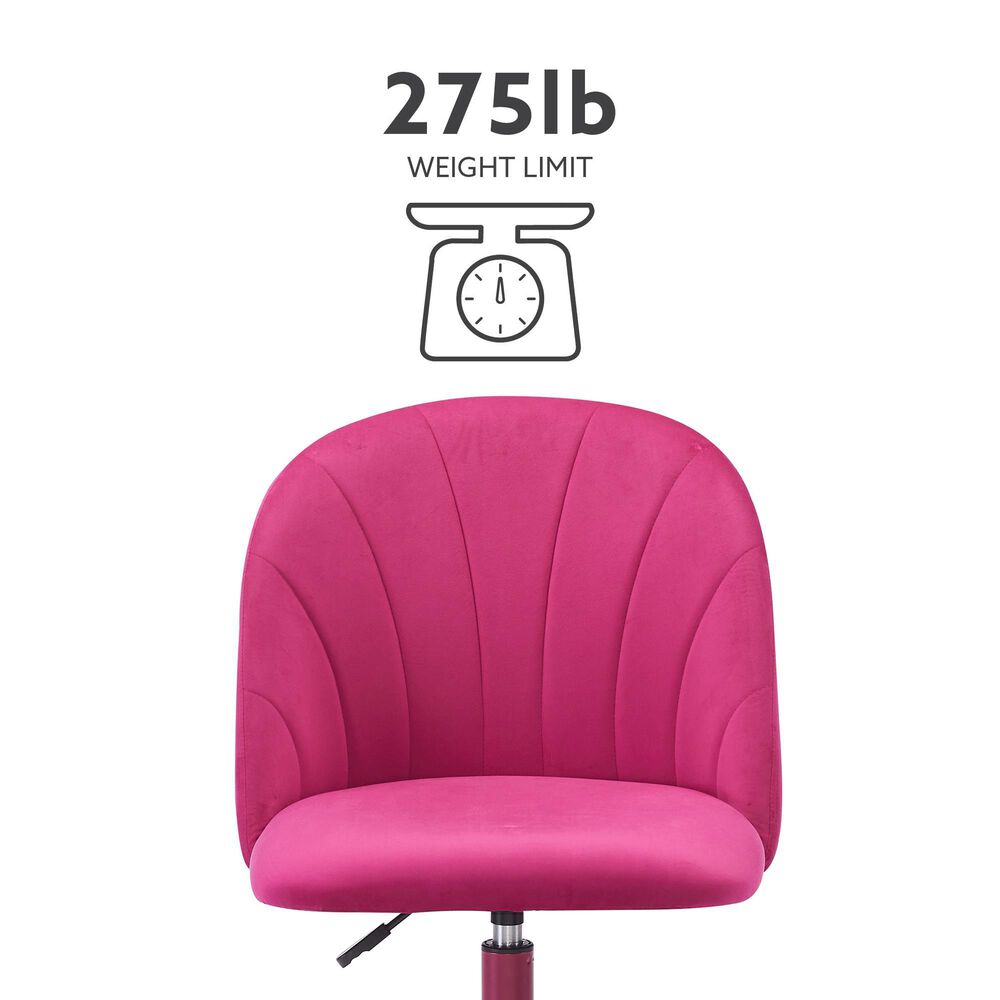 Linden Boulevard Velvet Desk Chair in Hot Pink, , large