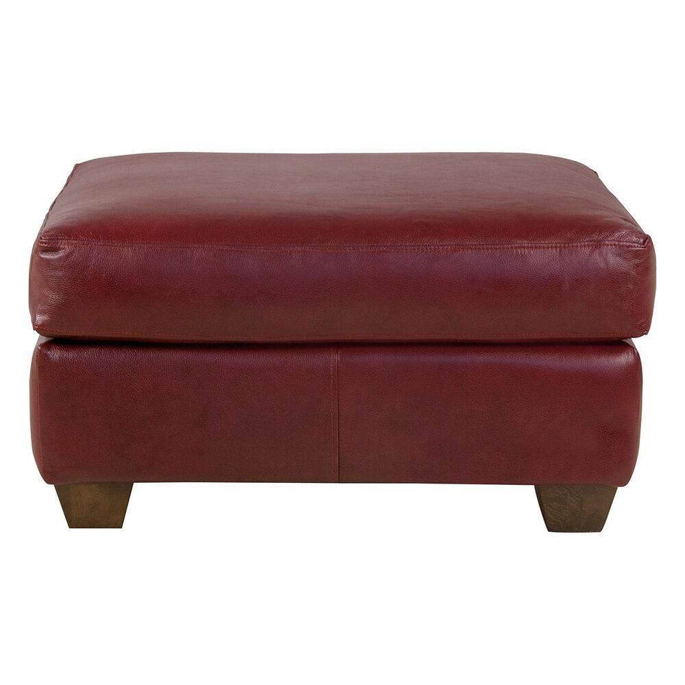 Klaussner Moorland Leather Ottoman in Sydney Sienna, , large
