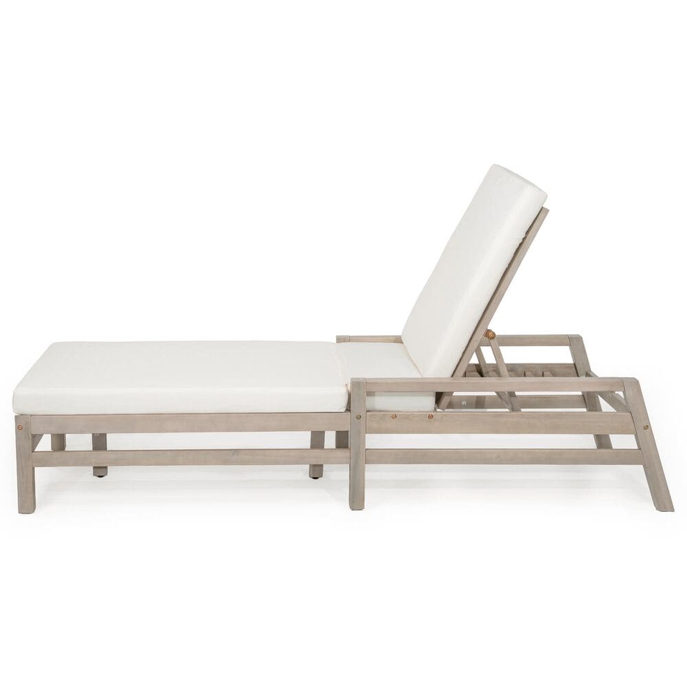 HOMLUX Patio Chaise Lounge with Square Backrest in Gray, , large