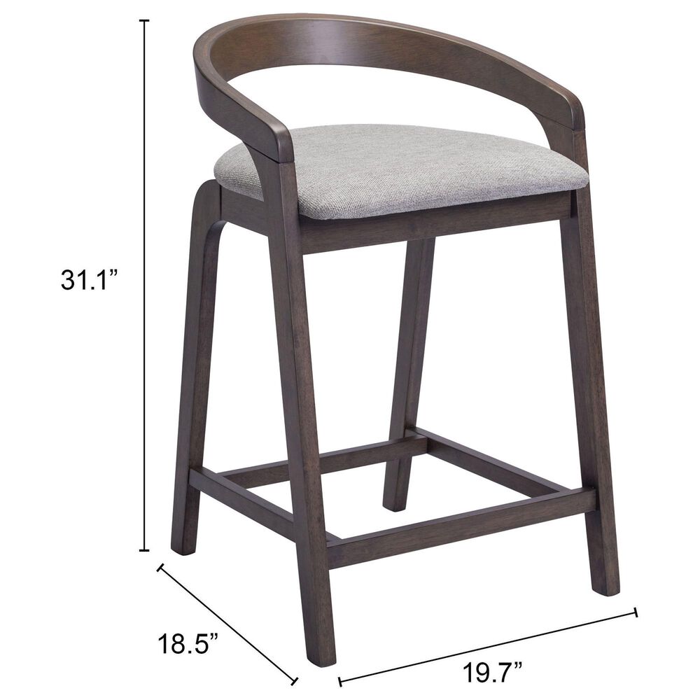 Zuo Modern Troy Counter Stool in Dove Gray &amp; Espresso, , large