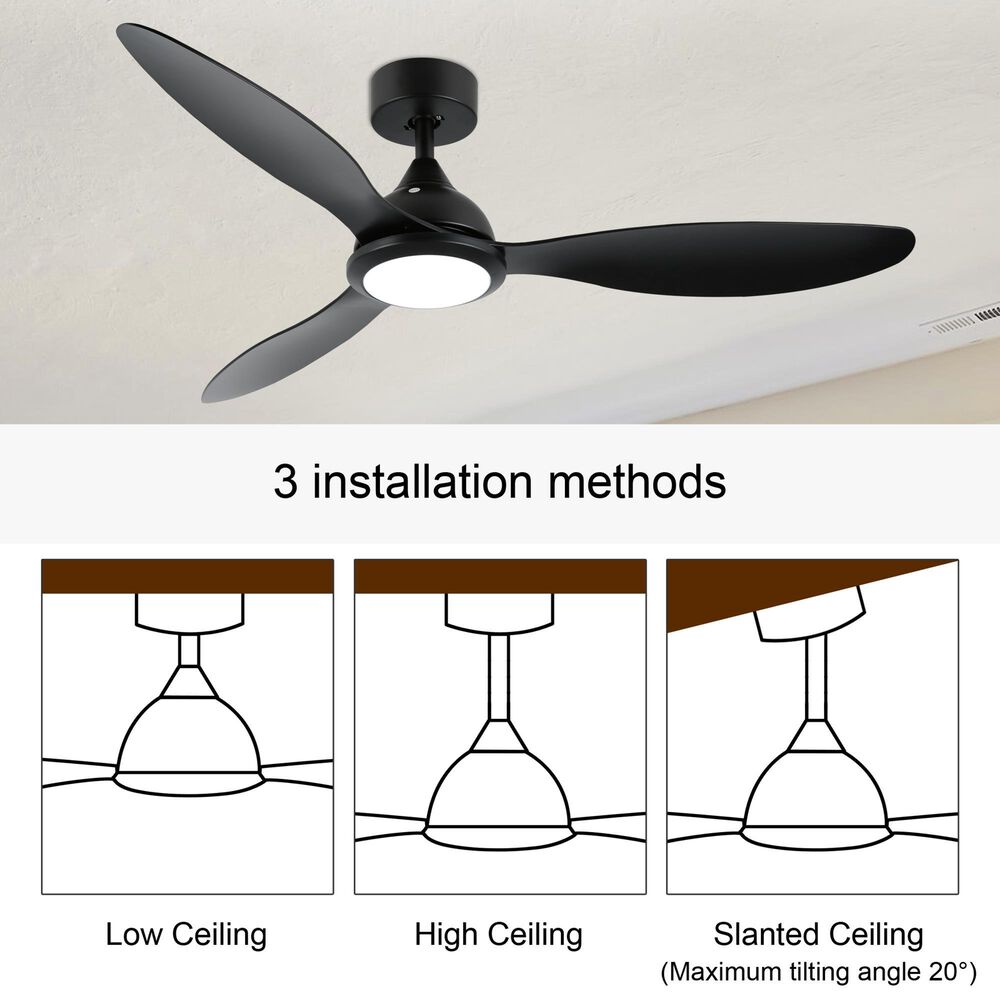 HOMLUX 52" Indoor Ceiling Fan with LED Light in Black, , large