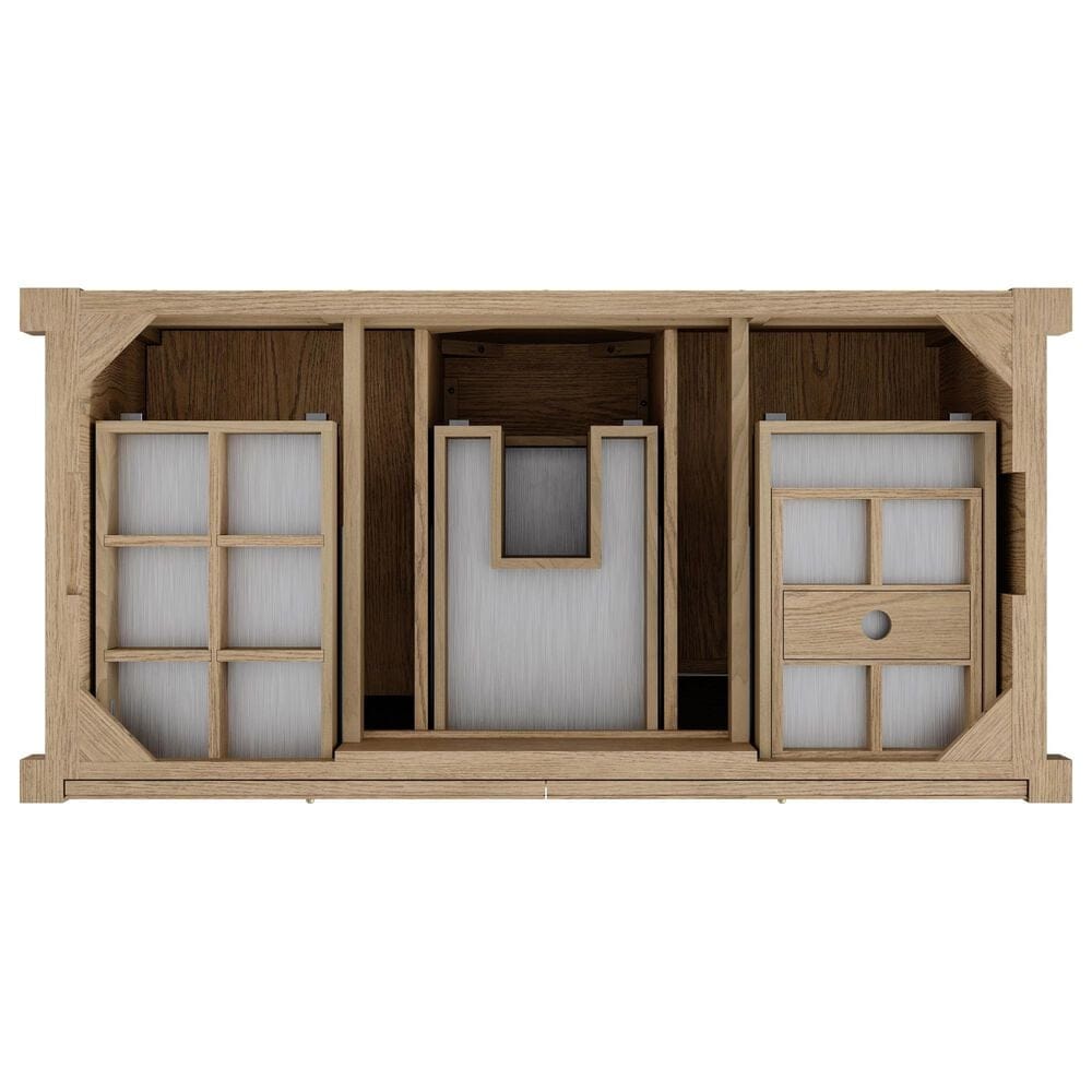 James Martin Kinnsden 48" Single Bathroom Vanity in Weathered Oak with 3 cm Carrara Marble Top and Rectangular Sink, , large