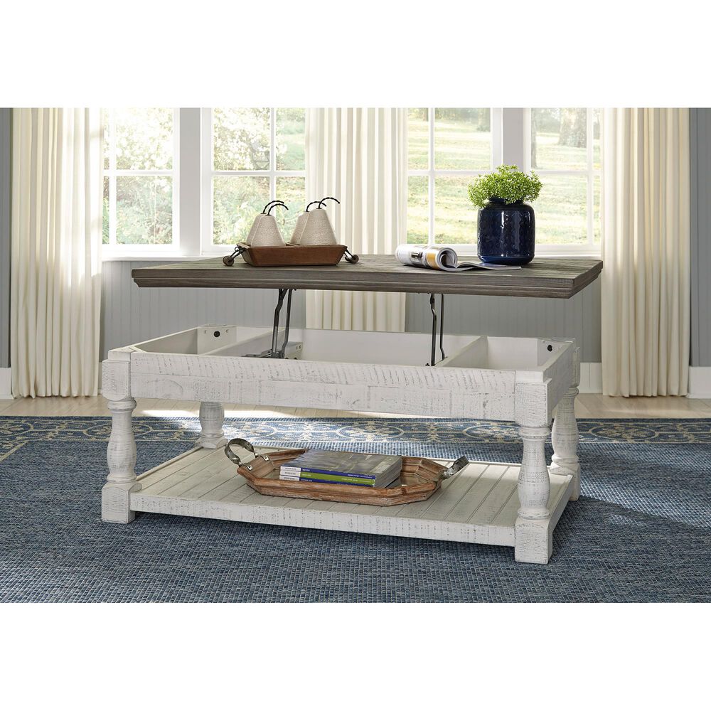 Ashley Havalance Lift Top Coffee Table in Weathered Gray and Vintage White, , large