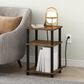 HOMLUX 3-Tier Turn-N-Tube End Table with Charging Station in Amber Pine and Black, , large