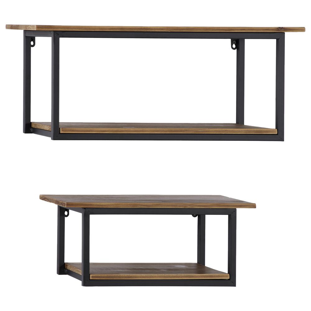 Maple and Jade Industrial Metal Wall Shelf Multi Colored Set of 2, , large