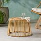 Hearth and Haven Elaine Outdoor Faux Rattan Side Table with Cage Frame Design in Light Brown, , large